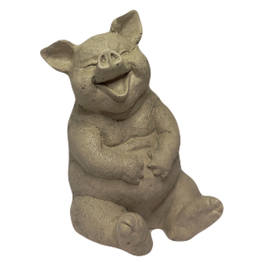Happy Laughing Pig, Polystone Or Resin Statue Figurine Farmhouse Piggy 5” CUTE - Picture 2 of 9
